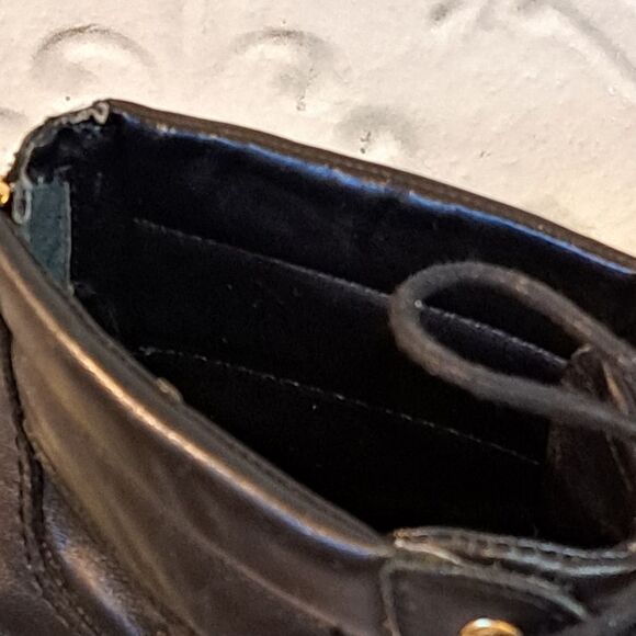 Guess Bieninda Black Leather Peep Toe High Heel Boots Buckle Details 7.5 M - Picture 12 of 15